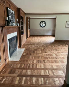 hardwood floor refinish in a living room
